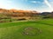 Aerial view of Castlerigg stone circle, located near Keswick in Cumbria, North West England