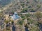 Aerial view of Catalina Chimes Tower, Avalon bay, Santa Catalina Island, USA