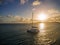 Aerial view of catamaran sailling in coastline