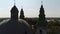 Aerial view Cathedral,lake, quay Ternopil, Ukraine