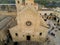 Aerial  View of the Cathedral of St. Maria La Bruna on Cloudy Sky at Sunset. Matera, Italy