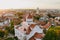 Aerial view of the Cathedral of the Theotokos in Vilnius, the main Orthodox Christian church of Lithuania, located in Uzupis