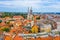 Aerial view of the cathedral of Zagreb and Dolac market, Croatia