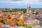 Aerial view of the cathedral of Zagreb and Dolac market, Croatia