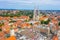 Aerial view of the cathedral of Zagreb and Dolac market, Croatia