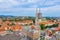 Aerial view of the cathedral of Zagreb and Dolac market, Croatia