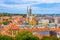 Aerial view of the cathedral of Zagreb and Dolac market, Croatia