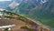 aerial view of the Caucasus mountains and a valley, Kazbegi, Georgia