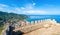 Aerial view of Cefalu from Norman Citadel, La Rocca park, Sicily island, Italy