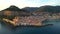 Aerial view of Cefalu, on the Tyrrhenian coast of Sicily, Italy, during sunset
