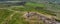 Aerial view of a Celtic Cross on the top of Slemish Mountain Co Antrim Northern Ireland Slemish hill where St Patrick worked as a