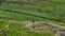 Aerial view of a Celtic Cross on the top of Slemish Mountain County Antrim Northern Ireland Slemish hill where St Patrick worked