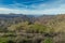 Aerial view of the center of Gran Canaria. Famous Bentayga rock in huge caldera and the island of Tenerife with beautifull volcano