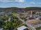 Aerial view of center Zlin, modern town in Moravia