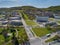 Aerial view of center Zlin, modern town in Moravia