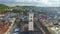 Aerial view of central hall and tower of Lviv, Ukraine