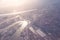 Aerial view of Central London through airplane window vintage c