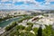 Aerial view of central Paris and the river Seine