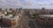 Aerial view of the central region in Moscow, Russia. Bridge over Moscow river, Gorky park, heavy traffic and boats