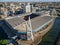 Aerial view of the centre of Cardiff and the Millennium (Principality) Stadium next to the