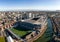 Aerial view of the centre of Cardiff and the Millennium (Principality) Stadium next to the