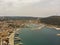 Aerial view of Cesme Marina taken by drone