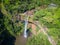 Aerial view of Chamarel waterfall, Mauritius island