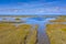 Aerial view Channel Tidal Marshland Waddensea