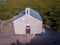 Aerial view of the chapel of Santa Maria. Cap Corse Peninsula, Corsica. Coastline. France