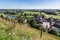 Aerial view of Chassepierre, picturesque village in Belgian Ardennes
