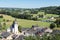 Aerial view of Chassepierre, picturesque village in Belgian Ardennes