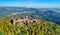 Aerial view of the Chateau du Haut-Koenigsbourg in the Vosges mountains. Alsace, France