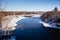 Aerial view of the ChaudiÃ¨re River seen from the Dominion Bridge on Route 132