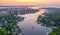 Aerial view of Chesapeake Bay of Annapolis, Maryland at sunrise