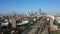 Aerial view of Chicago skyline with road traffic highway