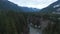 Aerial View of Chilliwack River with snow during winter season.