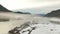 Aerial View of Chilliwack River with snow during winter season.