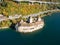 Aerial view of Chillon Castle - Chateau de Chillon in Montreux, Switzerland