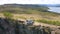 Aerial view of church of Saint John the Baptist and Pchelina Reservoir, Bulgaria