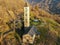 Aerial view at the church of Saint Martino on Colla valley near Lugano in Switzerland