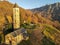 Aerial view at the church of Saint Martino on Colla valley near Lugano in Switzerland