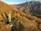 Aerial view at the church of Saint Martino on Colla valley near Lugano in Switzerland