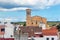 Aerial view of Church of Santa Maria and Mahon roofs - Mahon, Menorca