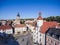 aerial view church St. Nicolai and town hall schmoelln thuringia