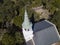 Aerial view of church and steeple in Beaufort, South Carolina