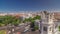 Aerial view of Cibeles fountain at Plaza de Cibeles in Madrid timelapse in a beautiful summer day, Spain