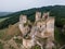 Aerial view of Cicva castle in Sedliska village in Slovakia