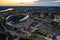 Aerial view of Cincinnati Ohio during sunset. USA