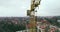 Aerial view: Cinematic shot of construction crane