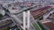 Aerial view circling Basarab bridge. Bucharest. Romania